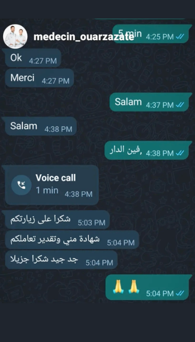 Témoignage patient WhatsApp